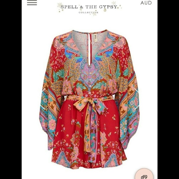 Spell & The Gypsy Collective Lotus Kimono Boho Flowy Festival Romper RARE XS - Picture 1 of 8
